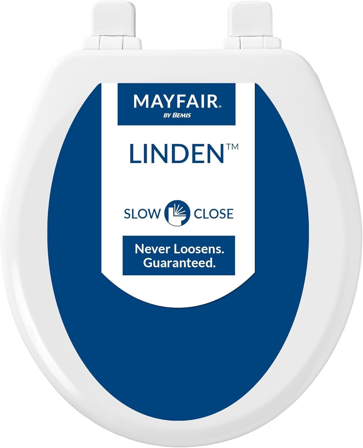 Mayfair Linden Slow Close Toilet Seat, Non Slip Heavy Duty Wood, Easy Install, Round, White Round 1-Pack Seat Toilet Seat