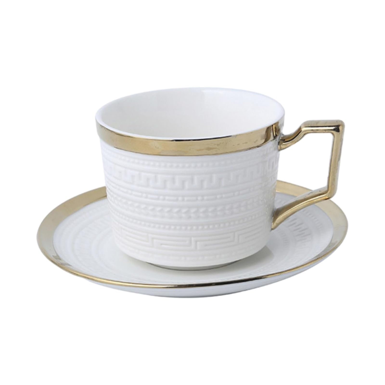 Juego de Taza de café Europea, Taza y platillo de Porcelana Fina, Juego de Taza y Plato de café de cerámica de Estilo Europeo con Borde Dorado y Borde Plateado de 230 ml, para Uso doméstico.