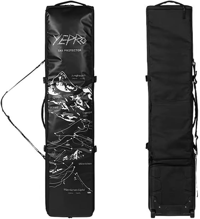 Snowboard Bag with Wheels, Rolling Double Ski Bags, Extendable Fits Boards Or 2 Sets, Helmet, Jacket & Boots for Air Travel and Road Trips