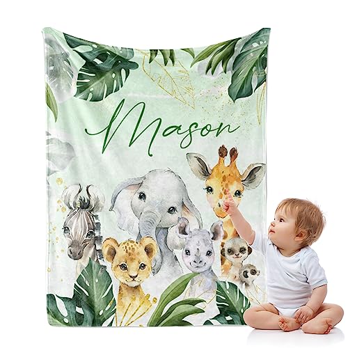 Image of J&SBGFT Custom Baby Blanket with Name, Personalized Receiving Blanket for Toddlers, 30"x40", Color13