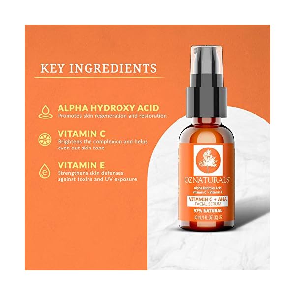 OZNaturals-Vitamin-C-Serum-For-Face-With-AHA-Vitamin-E-Oil-Hyaluronic-Acid-Anti-Aging-Antioxidant-Facial-Serum-Brightening-Hyperpigmentation-Treatment-1-FL-Oz OZNaturals Vitamin C Serum For Face With AHA, Vitamin E Oil & Hyaluronic Acid - Anti Aging Antioxidant Facial Serum & Brightening Hyperpigmentation Treatment - 1 FL Oz