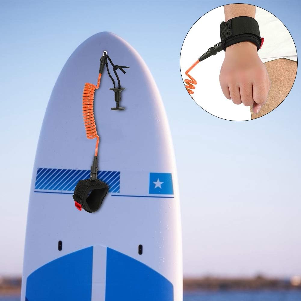 Bodyboard Coiled Wrist Leash Surfing Coil for Comfortable Anchor Protection and Easy Use for Surfers and Bodyboarders Beach Accessories 5.5MM/5ft (Orange)