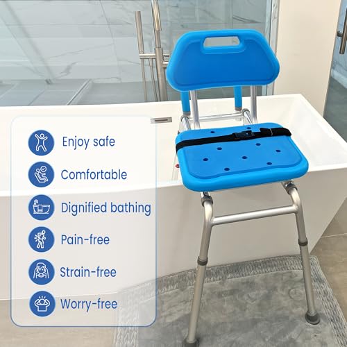 Gateway Premium Sliding Shower Chair Bath Transfer Bench with Swivel Padded Bath Tub Seat for Tubs and Shower, for Handicap & Seniors Mobility & Daily Living, Blue by Platinum Health - Image 2