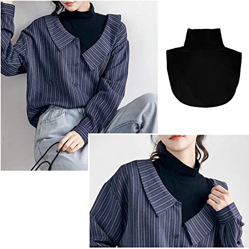Joyci Women's Solid Stripe Turtleneck Dickey Collar Wear Outer or in Sweater Hoodie High Neck Mock Collar4