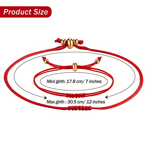 Hicarer 12 Pieces Kabbalah Red String Bracelet for Protection 7 Knots Red Cord Bracelet for Protection Women Men Good Luck Valentine Gift2