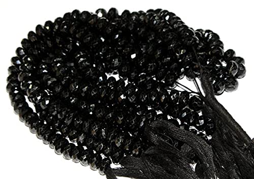 Perles spinelle noire 8mm rondelle facettée lot de 3 rangs pour création bijoux DIY