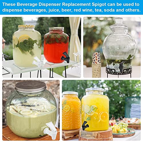 6 Stück Kunststoff Getränkespender Zapfhahn, Wasserspender Ersatzzapfen, Ersatzhahn, geeignet für Kalte und heiße Getränke, für Bierfass, Glas, Kaffee, Saft, Trinkbrunnen, Schwarz und Weiß