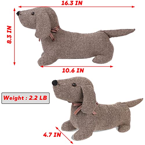 SANFERGE Niedlicher dekorativer Türstopper für Zuhause und Büro, Boden-Türstopper, Stofftier, gewichtete schwere Wandschutz, brauner Hund