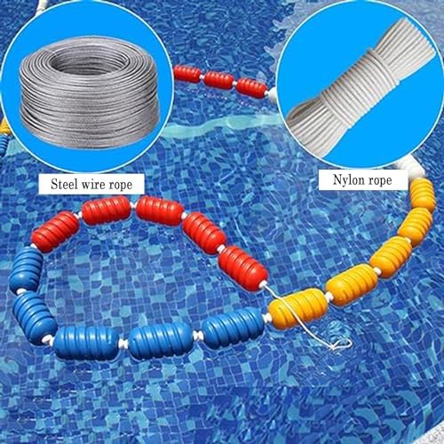Adjustable Pool Safety Divider Lane Line, 60ft Anti-Wave Floating Rope, Easy Install Nylon Pool Safety Line for Inground Pools, Swim Lane Separator, 3.3ft-60ft