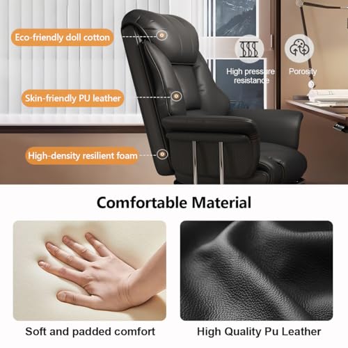 Image of Big and Tall Office Chair Wide Seat Ergonomic Leather Executive Desk Chair with Leg Rest, Heavy-Duty 550 lbs Adjustable Height Computer Gaming Chairs
