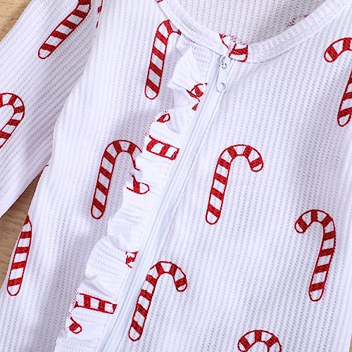 Newborn Baby Girls Christmas Outfit Infant White Footie Romper4