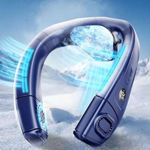 Ventilador de Cuello con Placa de Refrigeración Grande, Ventilador Silencioso Mini Aire Acondicionado, 360° Refrigeración con Flujo de Aire Trasero, 6000mAh USB Recargable para Mujer Viaje Oficina