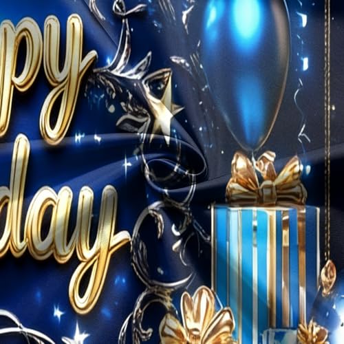 Fondo de cumpleaños azul y dorado 7x5 pies miniatura 4