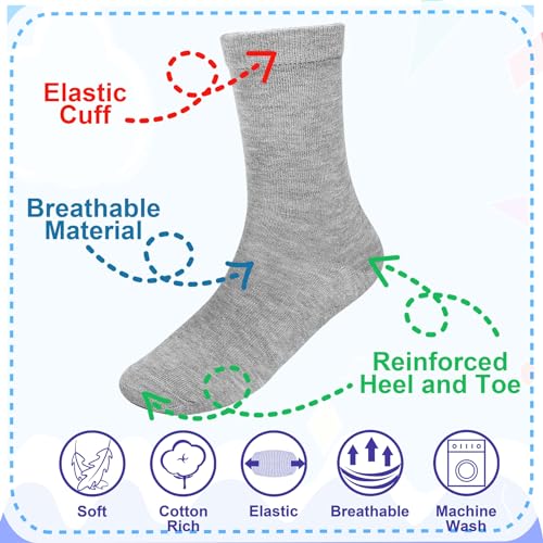 Falari 12-Pack Girl Toddler Kids Cotton Crew Socks, Athletic School Socks2