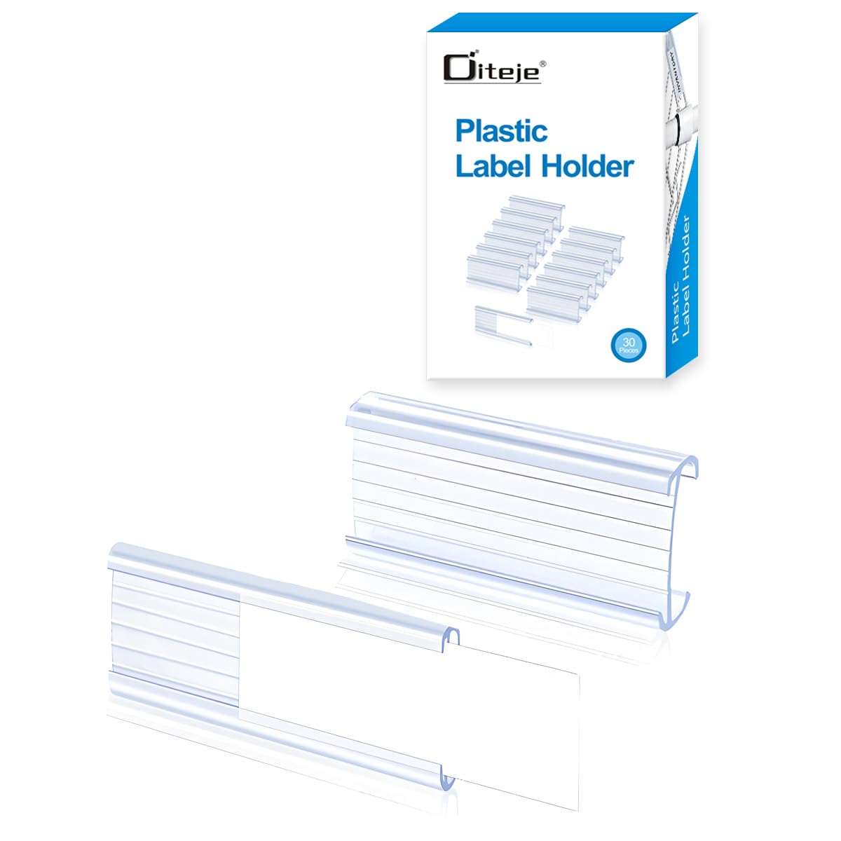 Diteje 30 Pack Plastic Wire Shelf Label Holder,Removable Shelving Rack Clips with Paper Inserts Compatible with Metro and Nexel 1-1/4inch Shelves,3.15x1.18inch