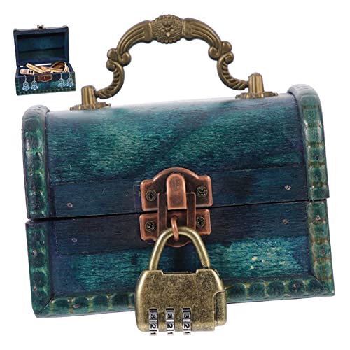 TOVINANNA Joyero antiguo storage box joyero de madera jewelry organizer joyero madera llave hogar pequeño mini contenedor de joyas de madera caja de almacenamiento de madera Green