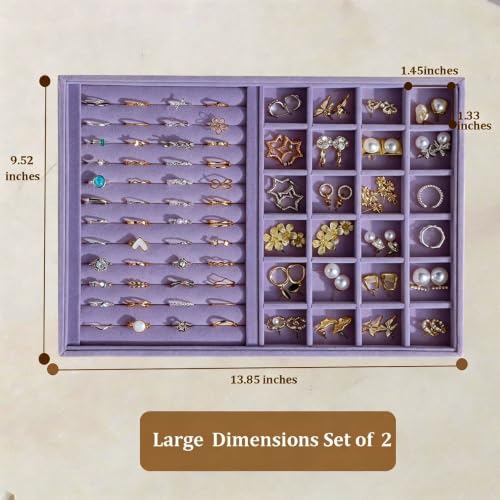 Image of Large Velvet Jewelry Tray Display Drawer Inserts 2 Pack