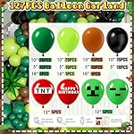 Pixel Gamer Birthday Decorations for Boys– All in One Party Decor Kit with Authentic Biome Colors (Cocoa Brown, Jungle Green, Black) – Includes TNT & Controller Foil Balloons, Backdrop, and Tablecloth - Image 3