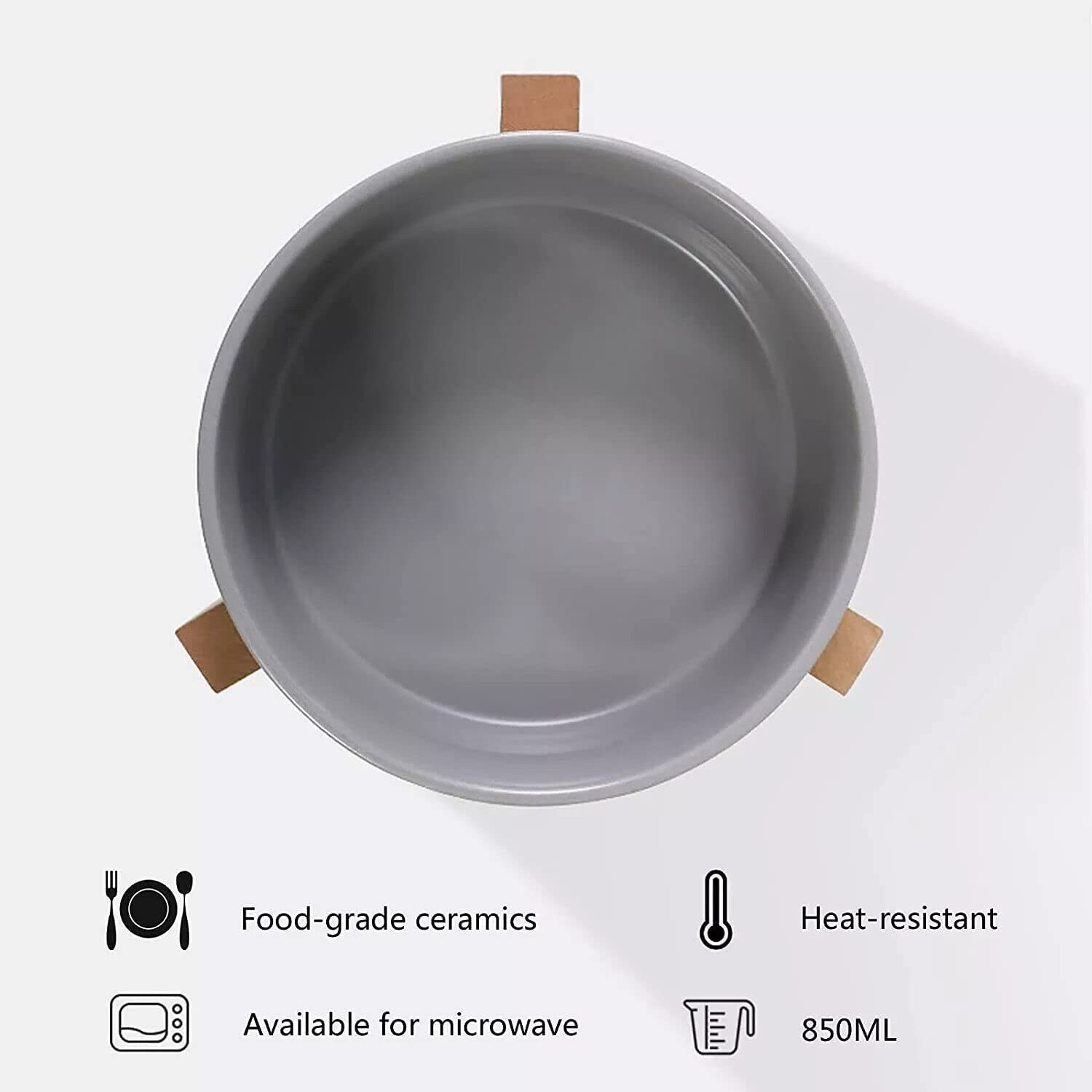2 comederos de cerámica para perros con soporte de madera de bambú, antideslizante, comedero doble, 600 ml, para gatos y perros, cerámica, apto para lavavajillas, color negro