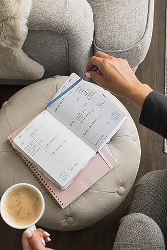 Busy B Busy Life Diary January to December 2024 - A5 Pink Daisy - Week to View Planner with Dual Schedules, Pen Holder and Pockets - Image 3