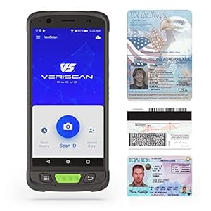 IDWare Guest | Visitor Management & Age Verification Cloud Mobile Solution I Touchfree ID & Passport Scanner I Bundle includes Charging Cradle & Wrist Strap