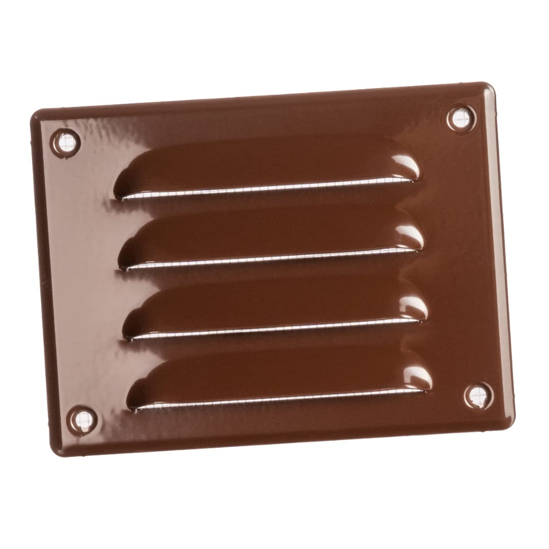 Europlast Brown 140X105mm / 6X4" Inch Metal Air Vent Grille Cover With Insect Mesh - Ventilation Cover