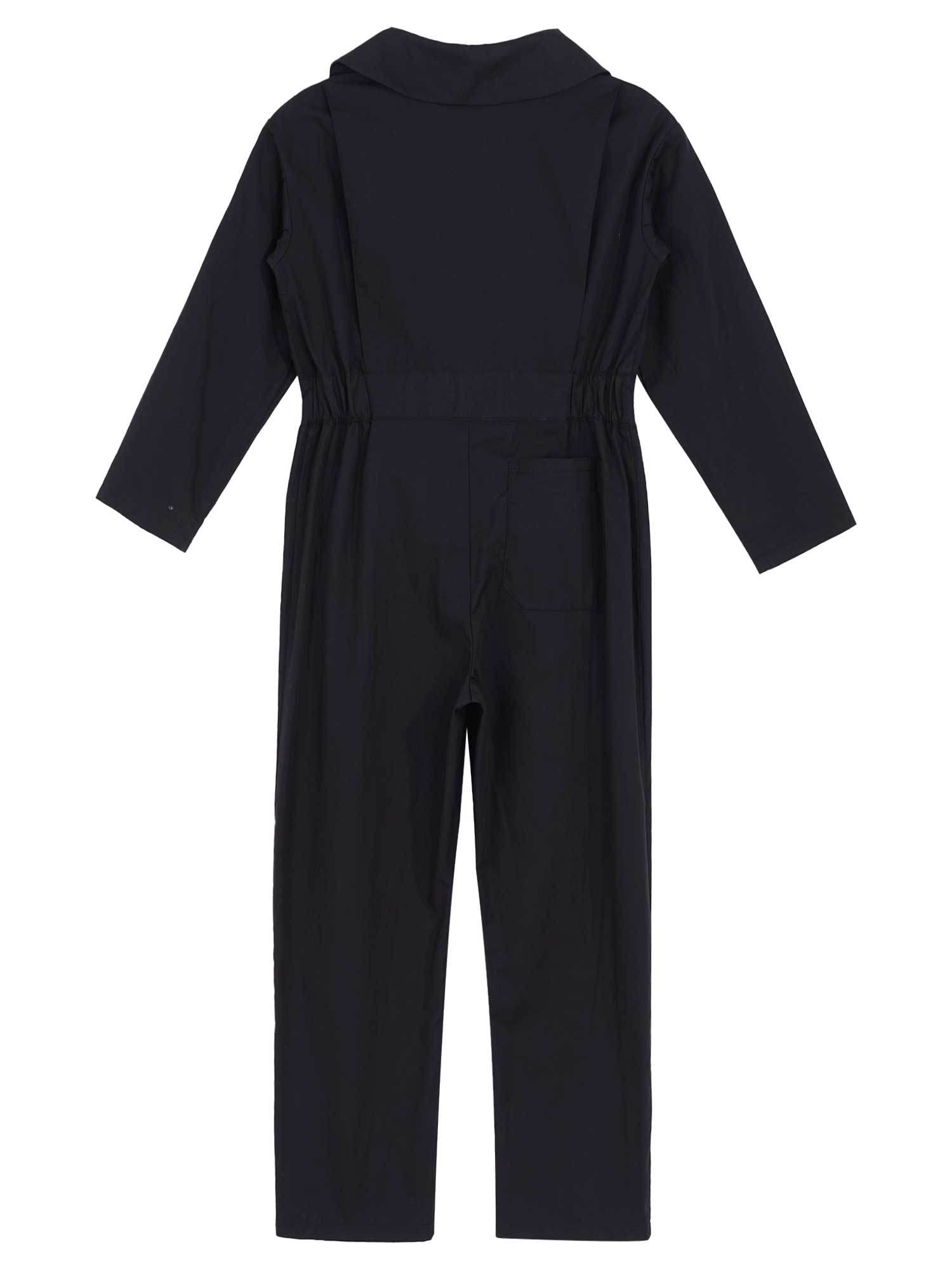 inlzdz Enfant Garçons Salopettes Combinaison de Travail Fermeture Éclair Zippé Cosplay Costume Pilote de Chasse Boutonné Bodysuit 6-16 Ans