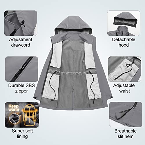 Image of CREATMO US Women's Lightweight Waterproof Long Softshell Tactical Jacket Fleece Lined Windbreaker