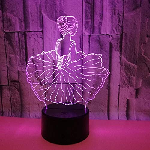 3D Nachtlicht Optische Täuschung Led Lampe Ballerina Tisch Schreibtischlampe LED 7 Farbe Touch Lampe Home Room Office Decor für Kinder Geburtstagsgeschenk Cover