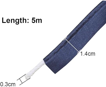 5M Dark Blue Polyester Piping Trim 1.4cm Wide Piping Bias Tape for Sewing Fabric Edge Trimming