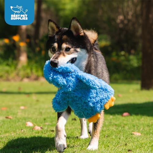 Image of Best Pet Supplies Interactive Squeaky Dog Chew Toy, Ideal Dog Toys for Chewers, Small, Medium & Large Dogs, and Fetch Lovers - Crinkle Chicken (Blue), Large