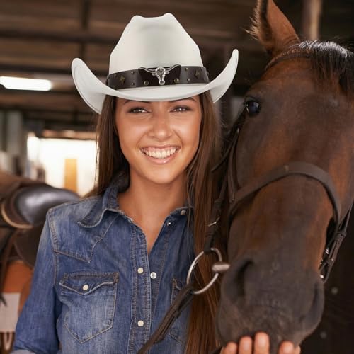 Image of Cowboy Hat for Men Women Suede Western Leather Cowgirl Hats Uniex Hat