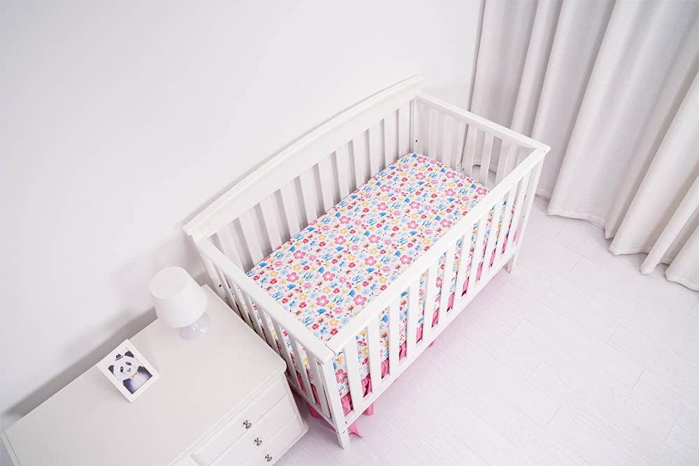 KIDDOS Juego de ropa de cama para cuna de bebé de 3 piezas para niñas, microfibra de lujo, flores de mariposa