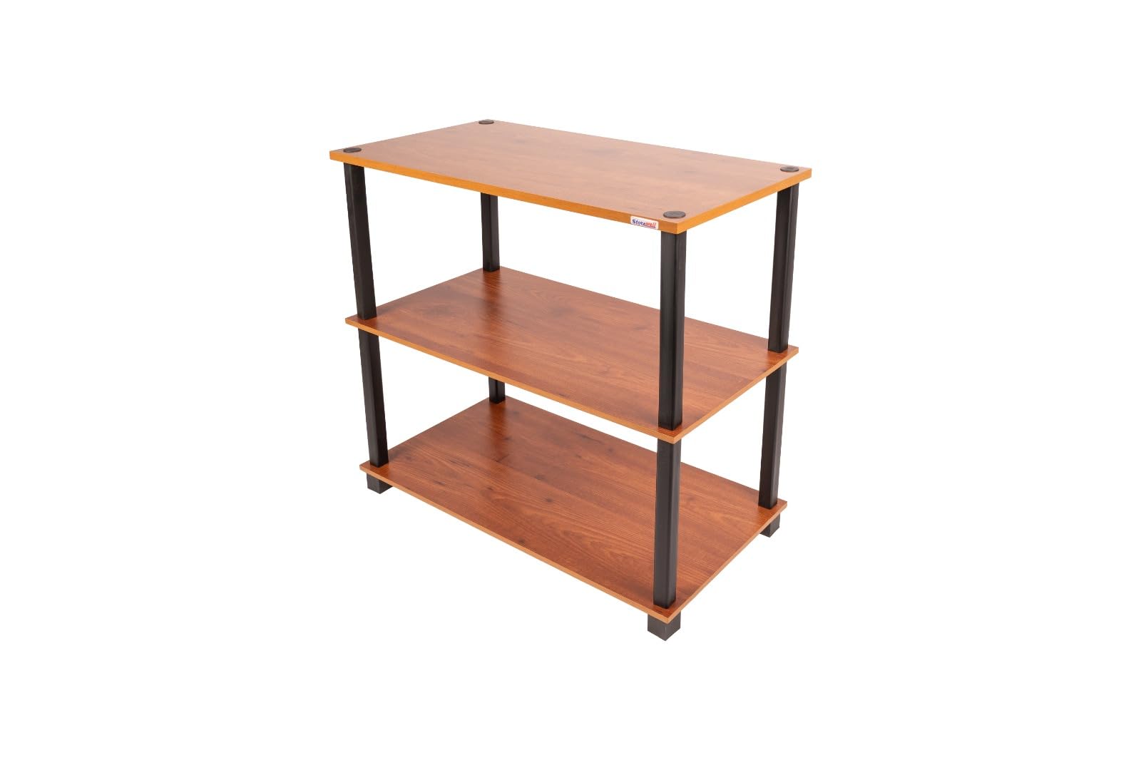 Open Shelf 3 Stage Wooden Storage Rack | 3 Tier Design, Wood & Metal Frame-image-0