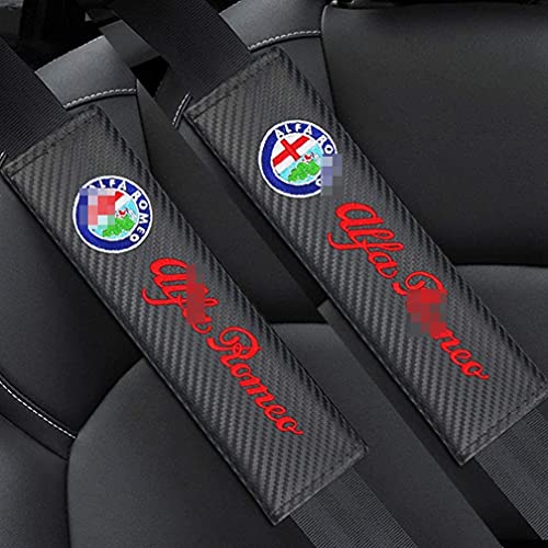 MEIDUN 2 PCS Voiture SéCurité Ceinture ÉPaulièRes Couverture Rembourrage pour Alfa Romeo 159 147 156 Giulietta 147 159 Mito Stelvio Carbone Fibres Confort Coussinets Padding ​ProtèGe Accessoires Cover