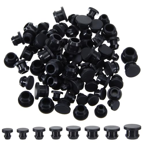 80 Stück Gummistopfen Verschlussstopfen Rund Lochstopfen Schwarz Stopfen wasserdichte Dichtstopfen Flexible Verschlüsse für 4.5/5.5/6/6.5/7.5/8/8.5/9.5 mm Löcher Rohre Reagenzgläser Möbelendkappen