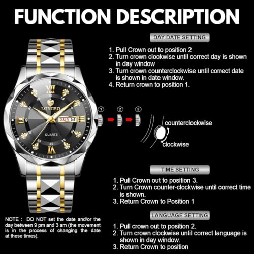 Image of LONGBO Zenith Diamond Analog Watch for Men Business Stainless Steel Watches Luxury Men's Wristwatch | Birthday Gift for Men | Gift for Husband | Gift for Brother