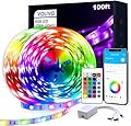 VOLIVO 100ft RGB Led Strip Lights, Color Changing Led Light Strips Kit with 24 Keys IR Remote Control, Led Lights for Bedroom, Room, Home