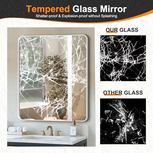 Image of Delma Bathroom Vanity Mirror, Silver Framed Mirror for Over Sink, 36x30