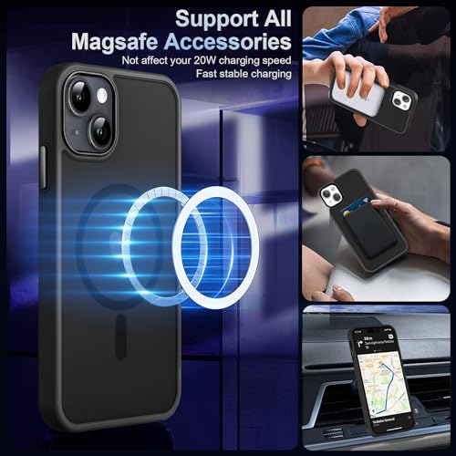 Image of MOCCA Magnetic Shockproof for iPhone 13 Case,Black | 13ft Drop | Compatible with MagSafe | w / Screen & Lens Protectors | Anti-Slip Matte | Raised Camera & Screen Lip | Ultra-Slim
