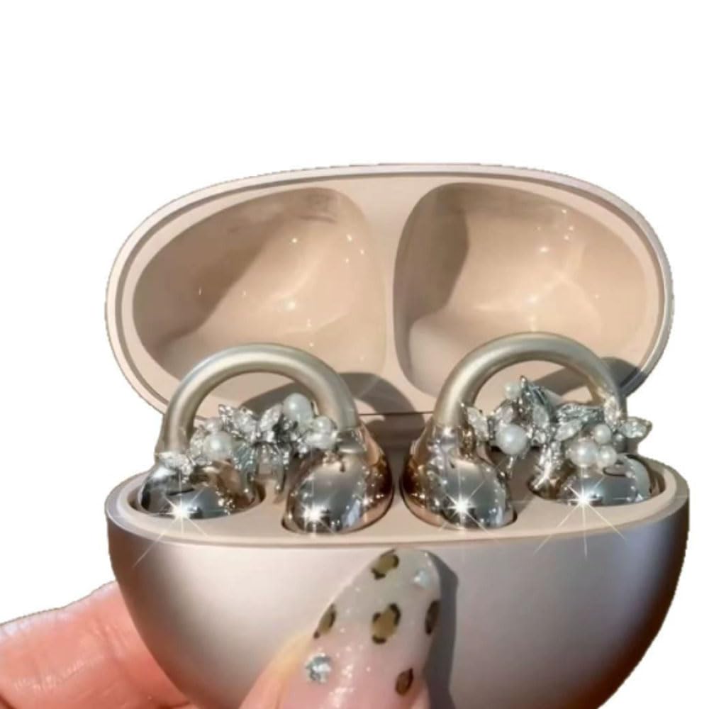 LCSDDWAS Butterfly Rhinestone for Clip on Earbuds Open Ear, Removable Ear Accessories Exquisite DIY Decoration