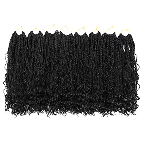 Ayana 12 Inch Crochet Box Braids Curly Ends Bohomian Crochet Braids Box Braids 3X Goddess Box Braids Crochet Hair Synthetic Crochet Braids Hair Extensions(12 Inch-8Pack, 1B) #TOP2