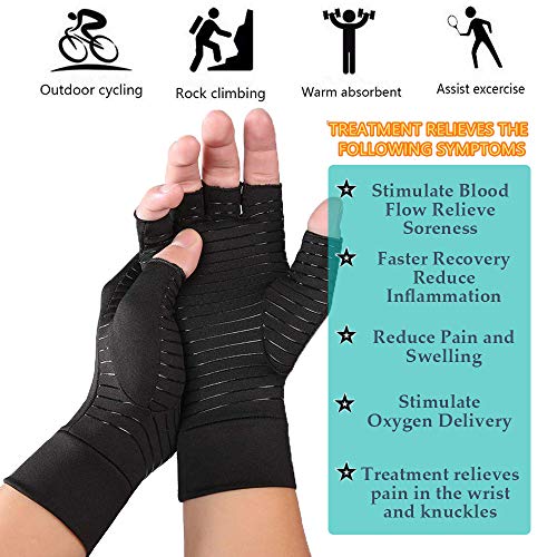 DRNAIETY Arthritis Compression Gloves- Best Copper Arthritis Gloves for Women and Men 88% Copper Fiber, Fingerless Compression Gloves Relieve Arthritis Symptoms, Raynaud's Disease Carpal Tunnel (XL) - Thumbnail 2
