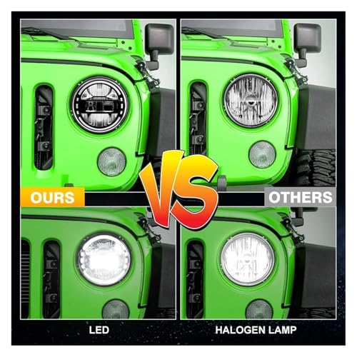 Phare Rond LED 7 Pouces avec DRL Halo Ambre pour Lada Niva Urban Argent