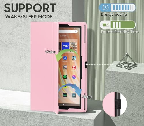 Image of MoKo Case Fits All-New HD 10 & 10 Plus Tablet (13th /11th Generation, 2023 /2021 Release) 10.1 inch - Slim Folding Stand Cover with Auto Wake /Sleep, Pink