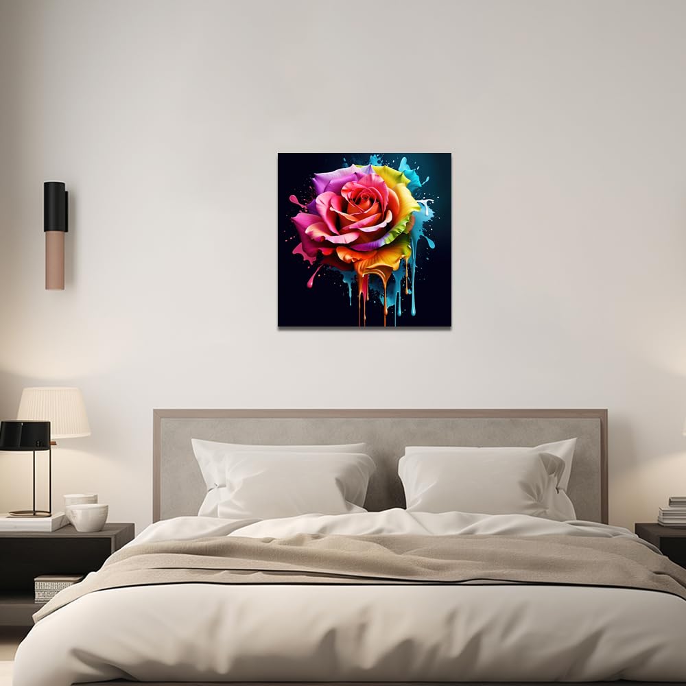 Amazon.co.jp: QIXIANG 抽象的なバラの花 ウォールアート カラフル