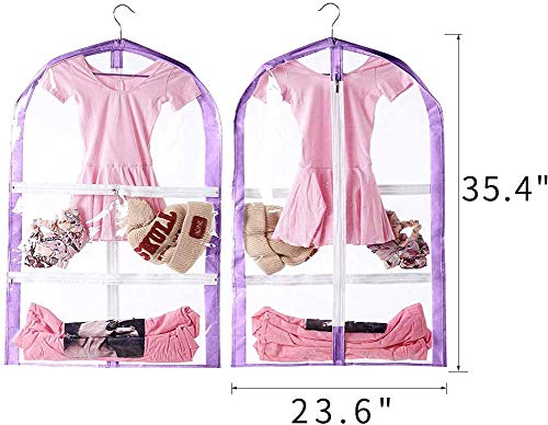 Waterproof Hanging Garment Bag,Garment Bags for Hanging Clothes,Clear Kids Dance Costume Garment Bag for Sports,Skating,Theatre,Beauty Pageants
