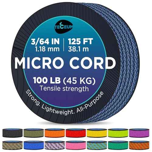 TECEUM Micro Paracord Rope – Thin Braided Cord for Crafting, DIY, Camping