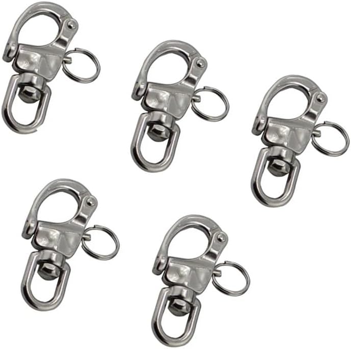 5PCS Quick Release Snap Shackle 316 Stainless Steel 70mm 87mm 128mm Compatible with Heavy Duty Sailing Quick Release Swivel Trigger Snap Shackle