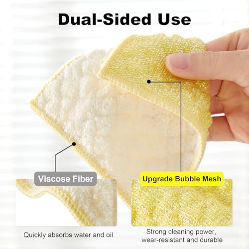 Image of JOYMOOP Bubble Mesh Microfiber Cleaning Cloth, Reusable Non-Scratch Cleaning Rags, Dual-Sided Dish Cloths, Multipurpose Dish Rags for Dishwashing, Kitchen, Stainless Steel-6 Packs, Yellow